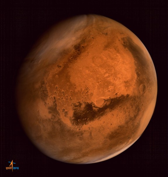 Пылевая буря в Северном полушарии Марса с борта индийского аппарата Mars Orbiter
