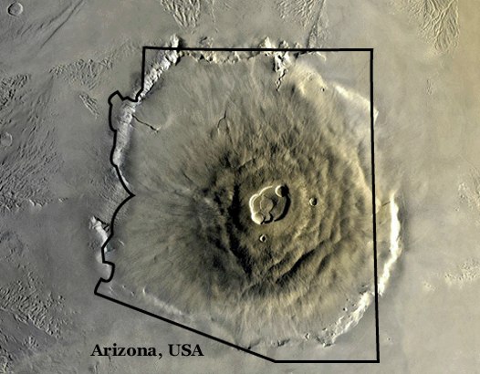 Cнимки Олимпа, самого большого вулкана нашей Солнечной системы
